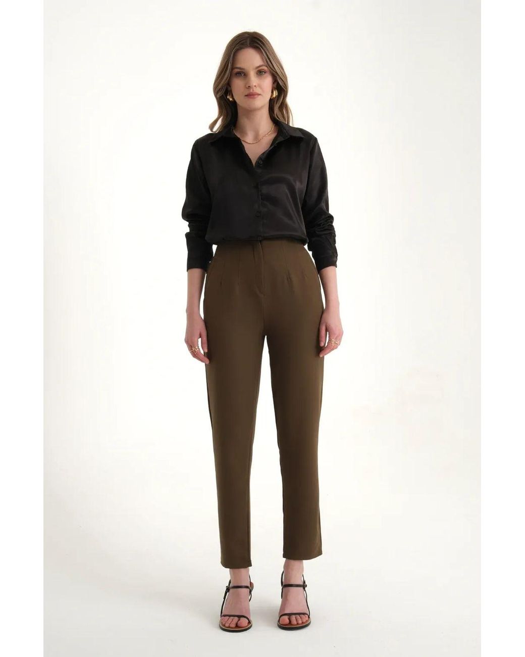 Hiccup Black High Waist Carrot Fit Trousers