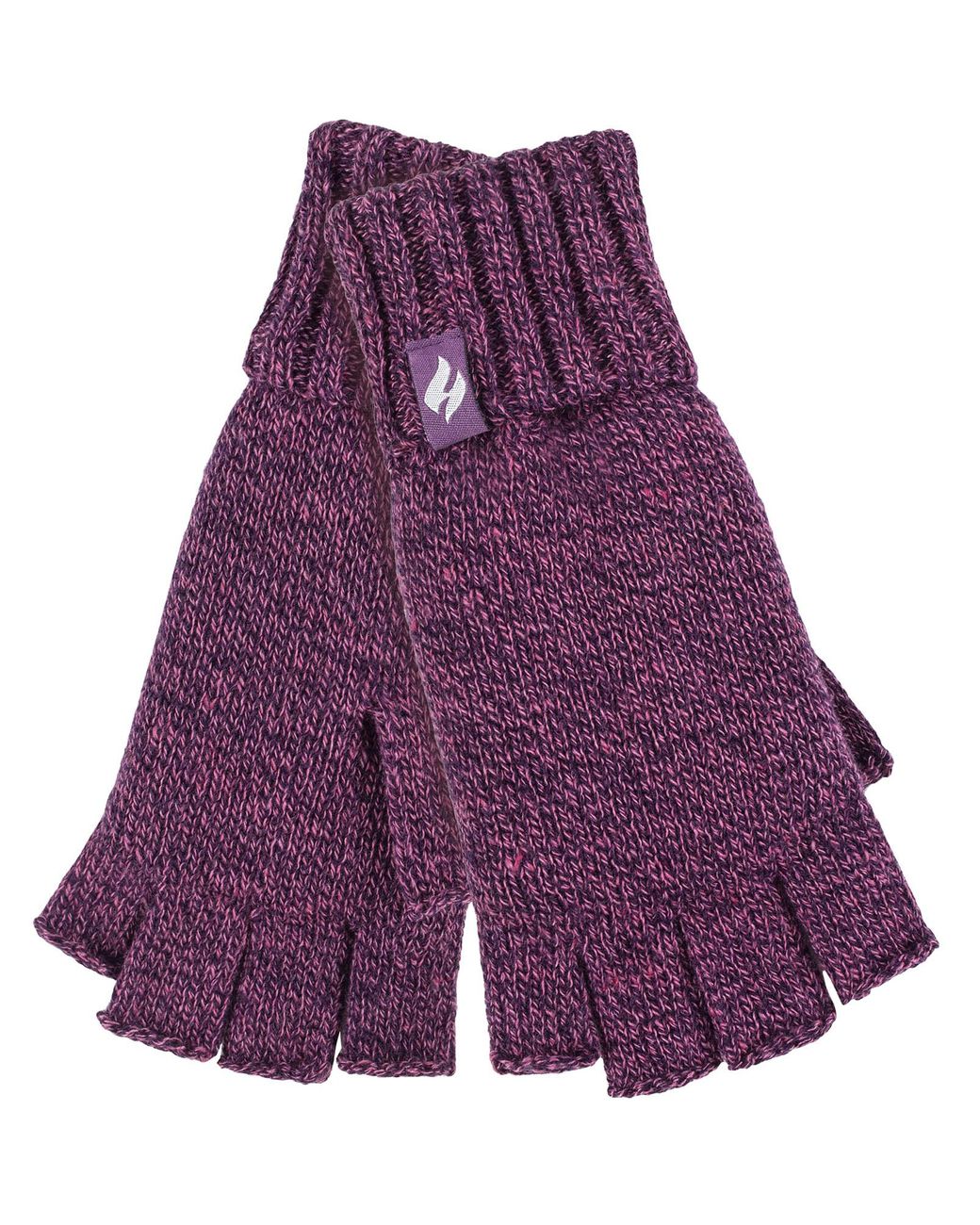 Heat Holders Purple Ladies Solid Knitted Fingerless Gloves