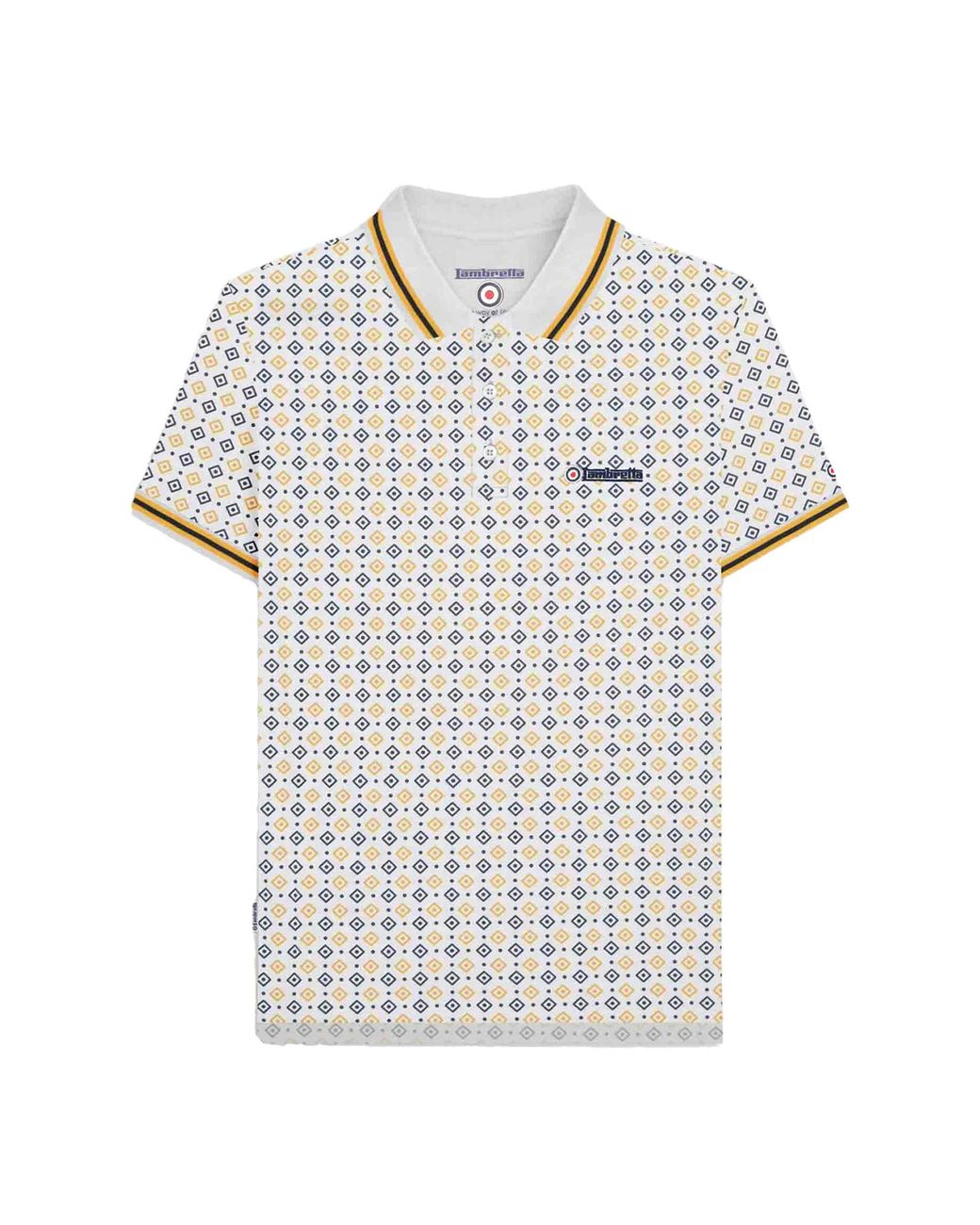 Lambretta Blue Geometric Polo Shirt /Smoke) Cotton for men
