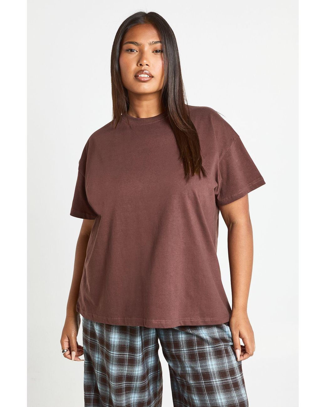 Boohoo Purple Plus Basic Oversized Short Sleeve T-Shirt