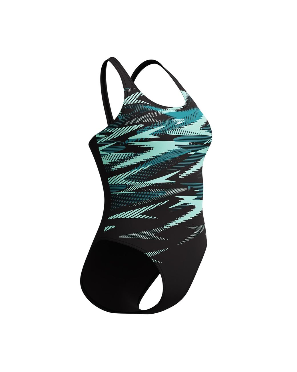 Speedo Black Ladies Hyperboom Placement Repeat Logo One Piece Swimsuit (Dark/