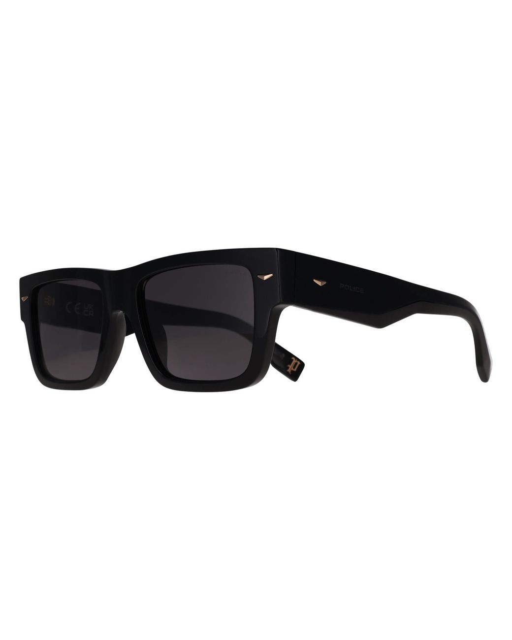 Police Black Rectangle Shiny Smoke Splq87 for men