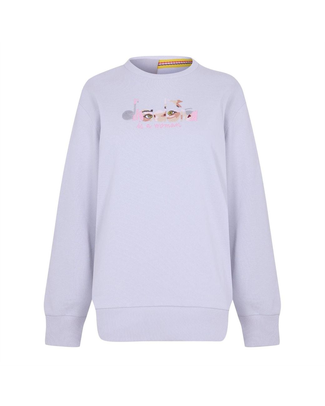 Diadora Blue Embroidered Crew Neck Ribbed Collar Long Sleeve Sweater