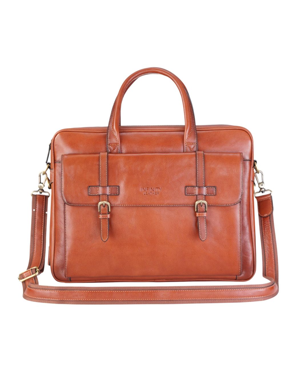 Infinity Leather Red Genuine Laptop Satchel Messenger Crossbody Shoulder Bag