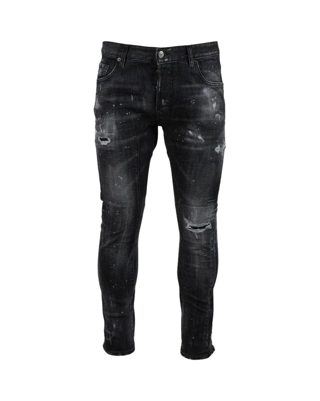 DSquared² Black Tidy Biker Jean Destroyed Denim Jeans Cotton for men