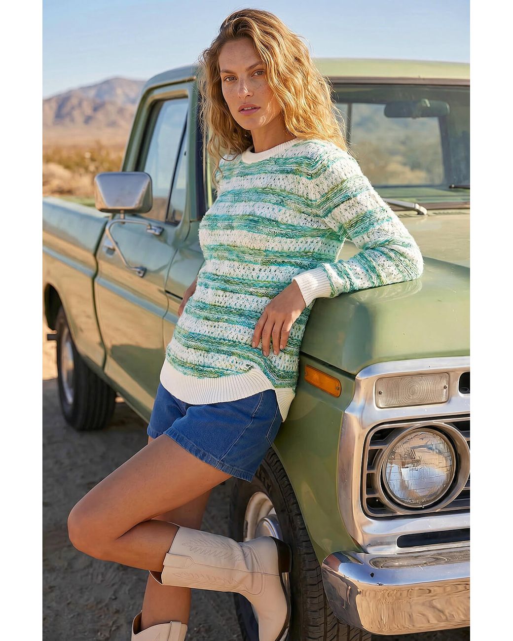 Roman Blue Space Dye Stripe Knit Jumper