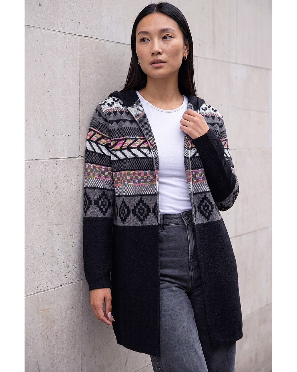 Roman Blue Nordic Hooded Cardigan