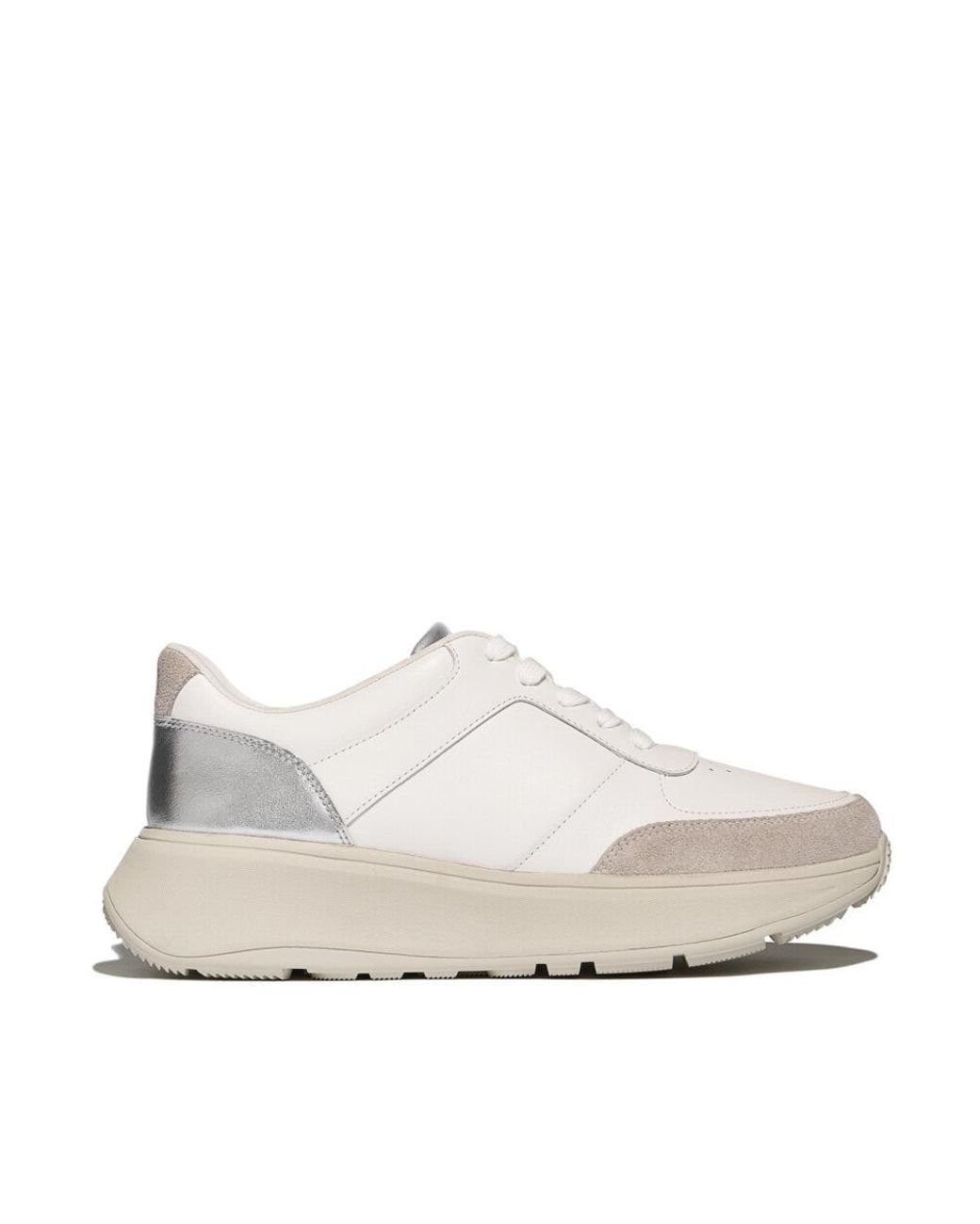 Fitflop White Women F-mode Leather/suede/metallic Flatform Trainers Suede/leather, Markdown