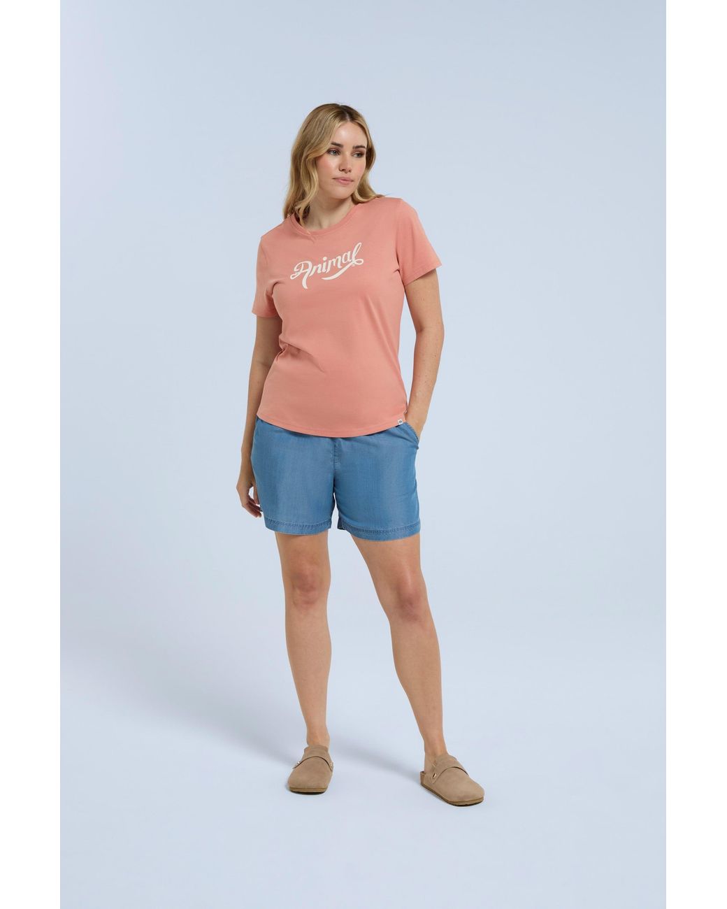 Mountain Warehouse Blue 'Marina' Script Logo T-Shirt Cotton Breathable Summer Casual Tee
