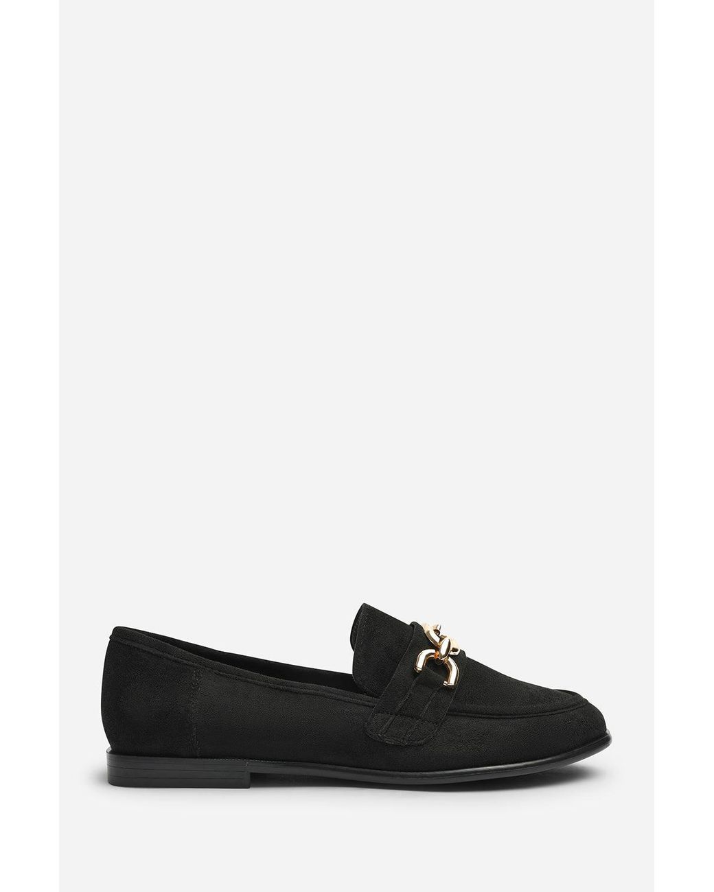 Where's That From Black Wheres Lettie Wide Fit Chain Trim Detail Flat Loafers