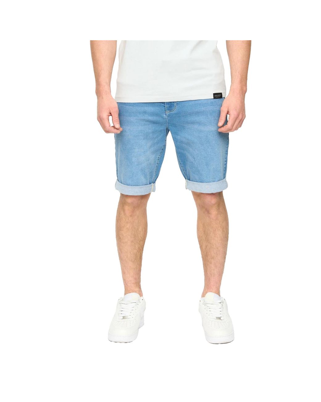 Crosshatch Blue Youlgreeve Denim Belted Shorts (Mid Wash) for men