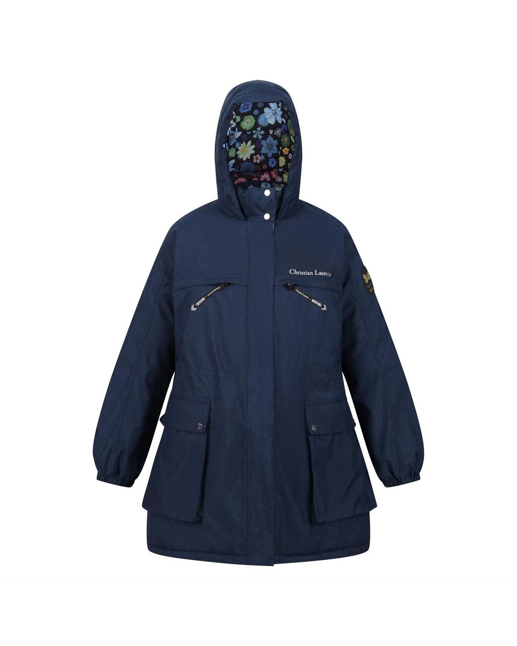 Regatta Blue Hooded Parka Jacket With Zipped Pocket And Printed Logo