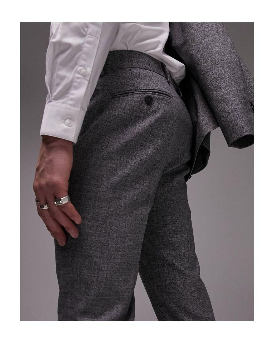 Textured Gray Suit Pants by SuitShop | Birdy Grey