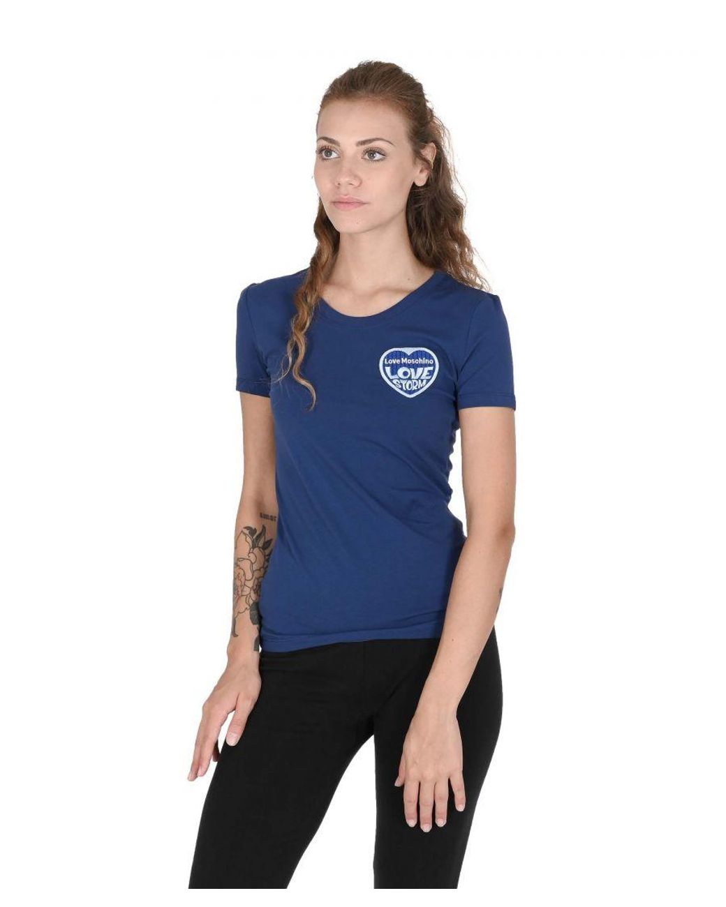 Love Moschino Blue Love Storm Short Sleeve Crew Neck Tee