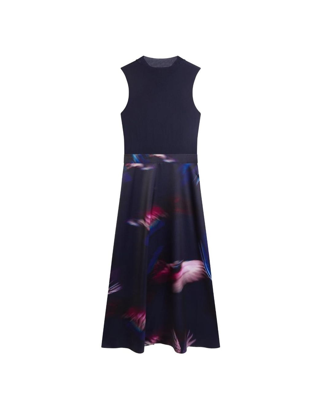 Ted Baker Blue Marlyee Jersey High Neck Top Printed Dress