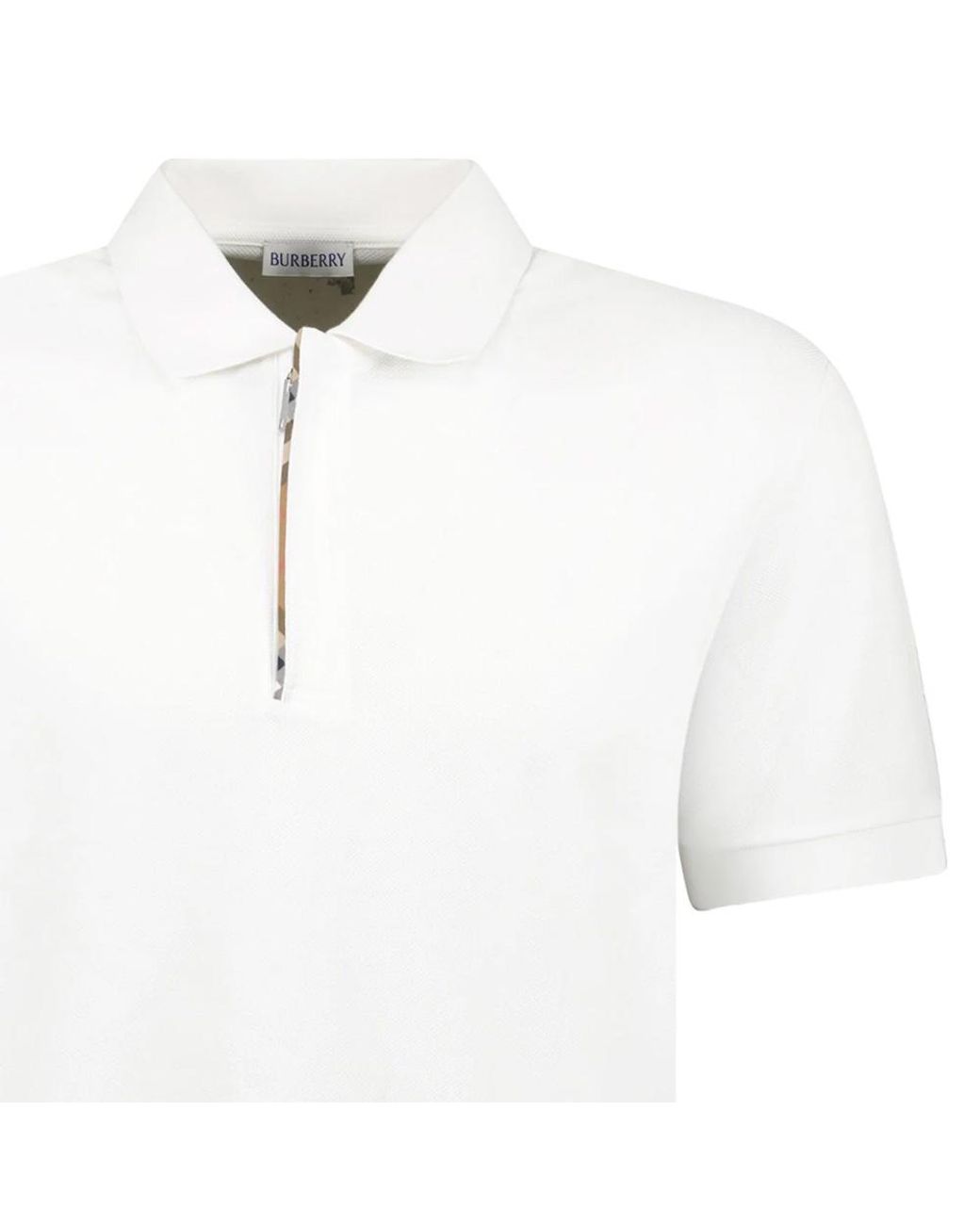 Burberry White Hartford Zip Polo Shirt for men