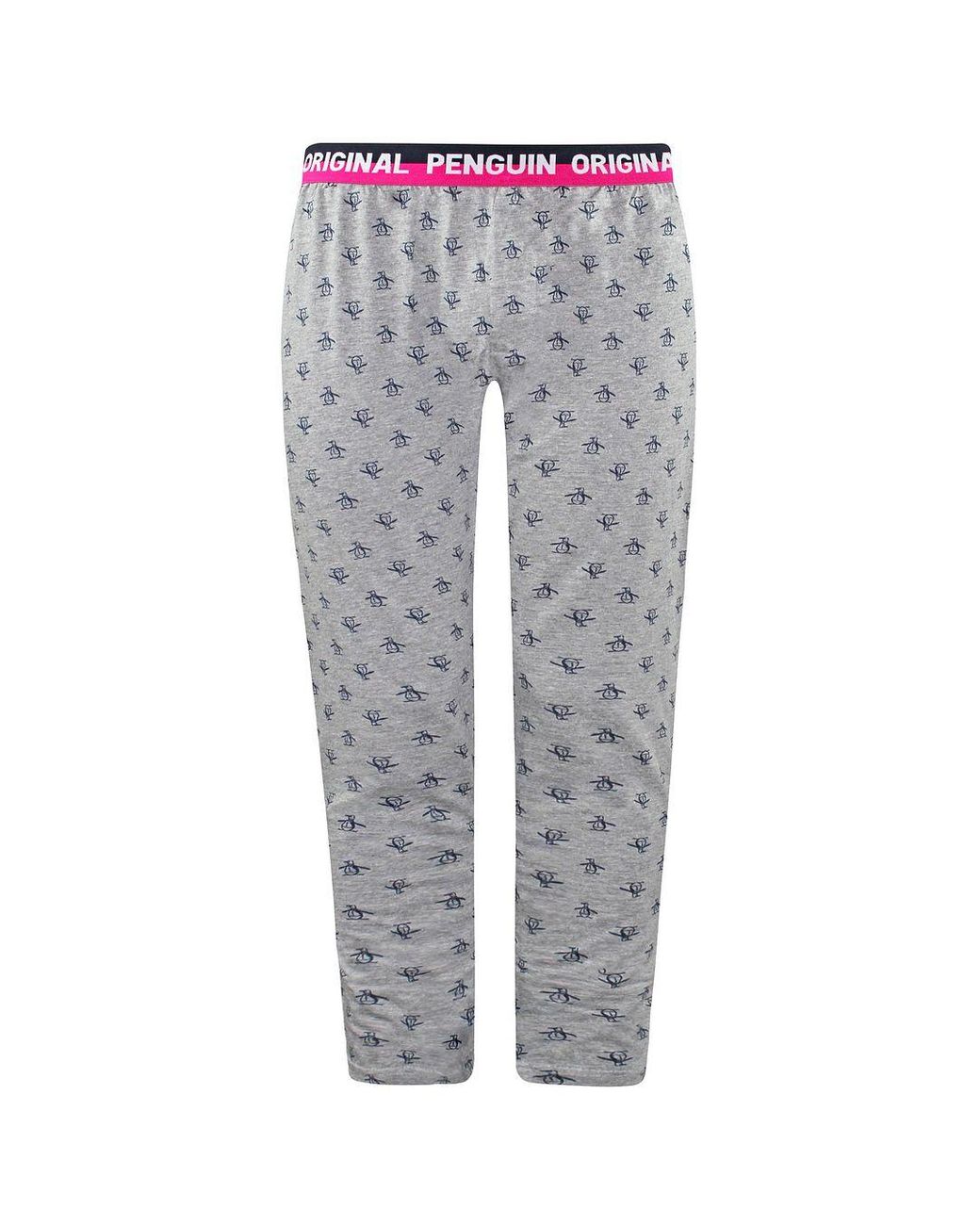 Original Penguin Gray Aop Pete Lounge Pyjamas Bottoms Cotton for men