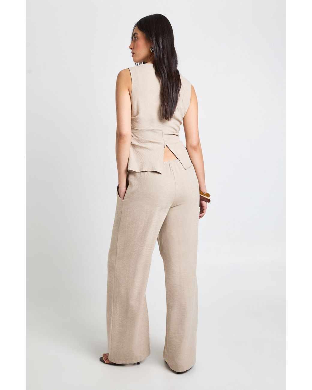 Boohoo Natural Peached Ruched Sleeveless Trouser Co-Ord