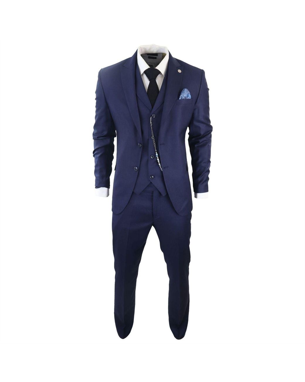 TruClothing Blue Classic 3-Piece Plain Suit for men