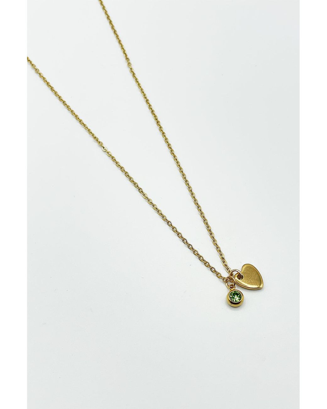 SVNX Natural Mini Heart & August Birthstone Necklace