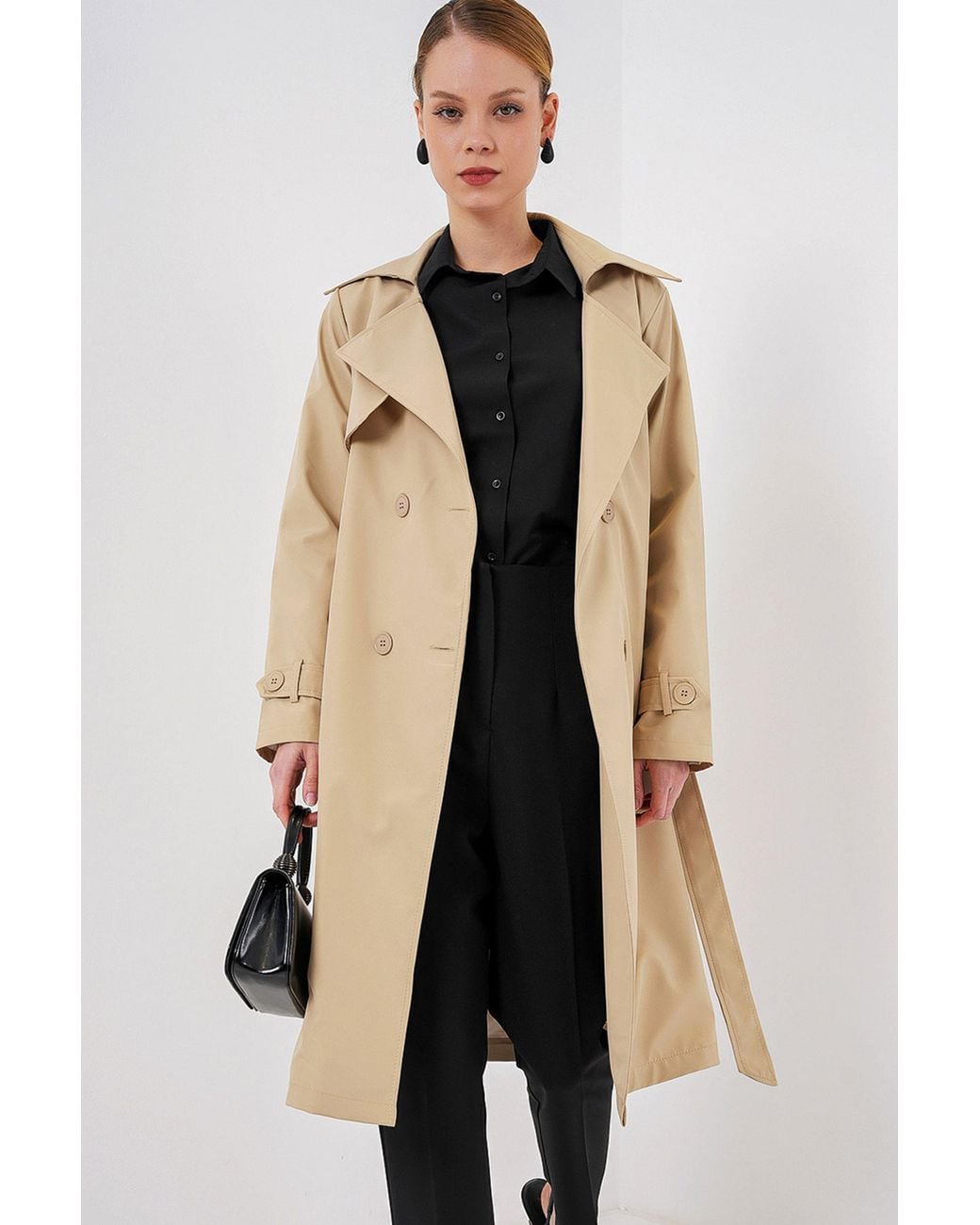 Bigdart Natural Double Breasted Long Trench Coat