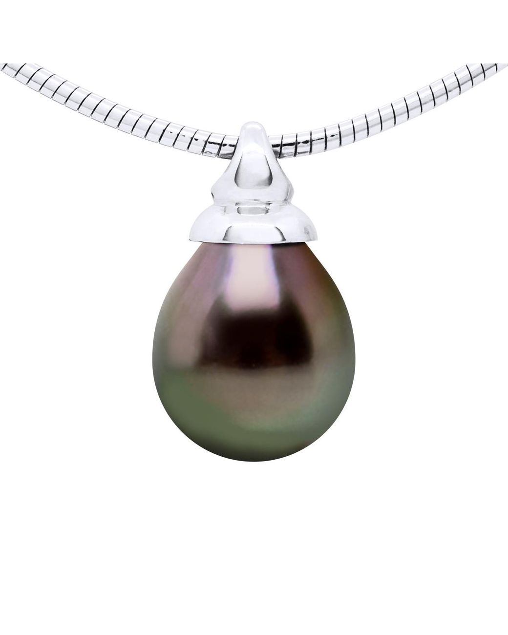 Ateliers Saint Germain Brown Necklace Omega Real Cultured Tahiti Pearl Pear 9-10 Mm