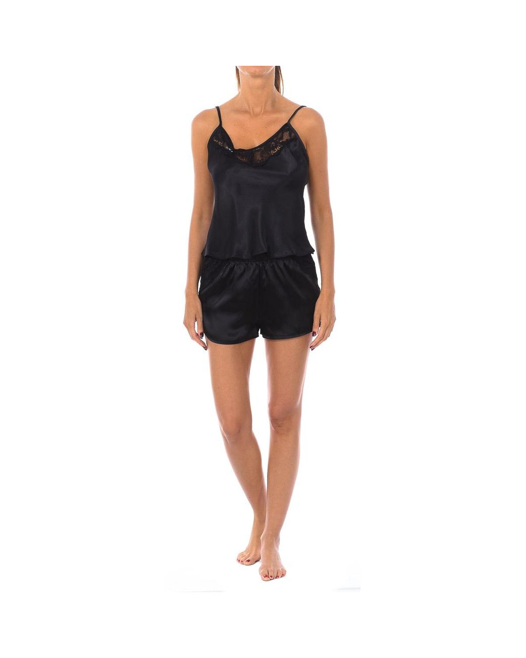 Kisses&Love Black 2200 Round Neck Suspender Pajamas