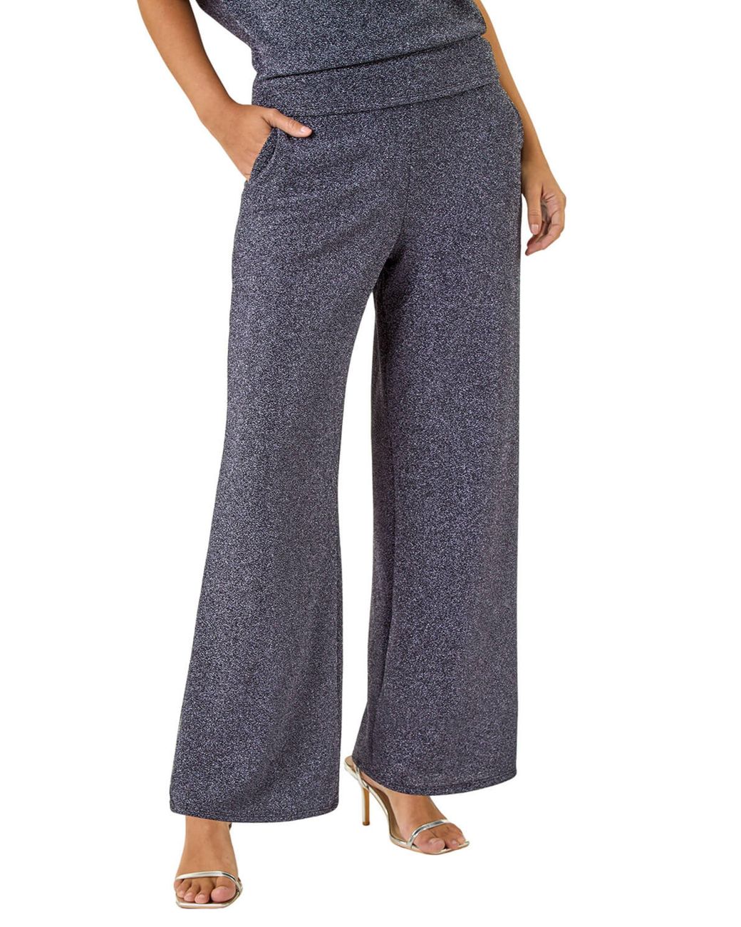 D.u.s.k Blue Metallic Wide Leg Trousers