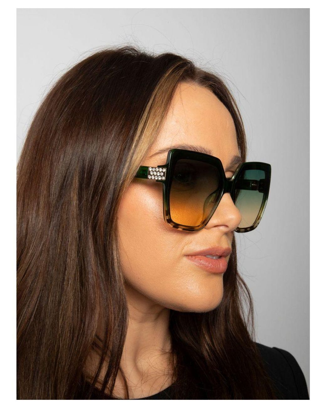 SVNX Green Oversize Cateye Sunglasses With Diamante Detail