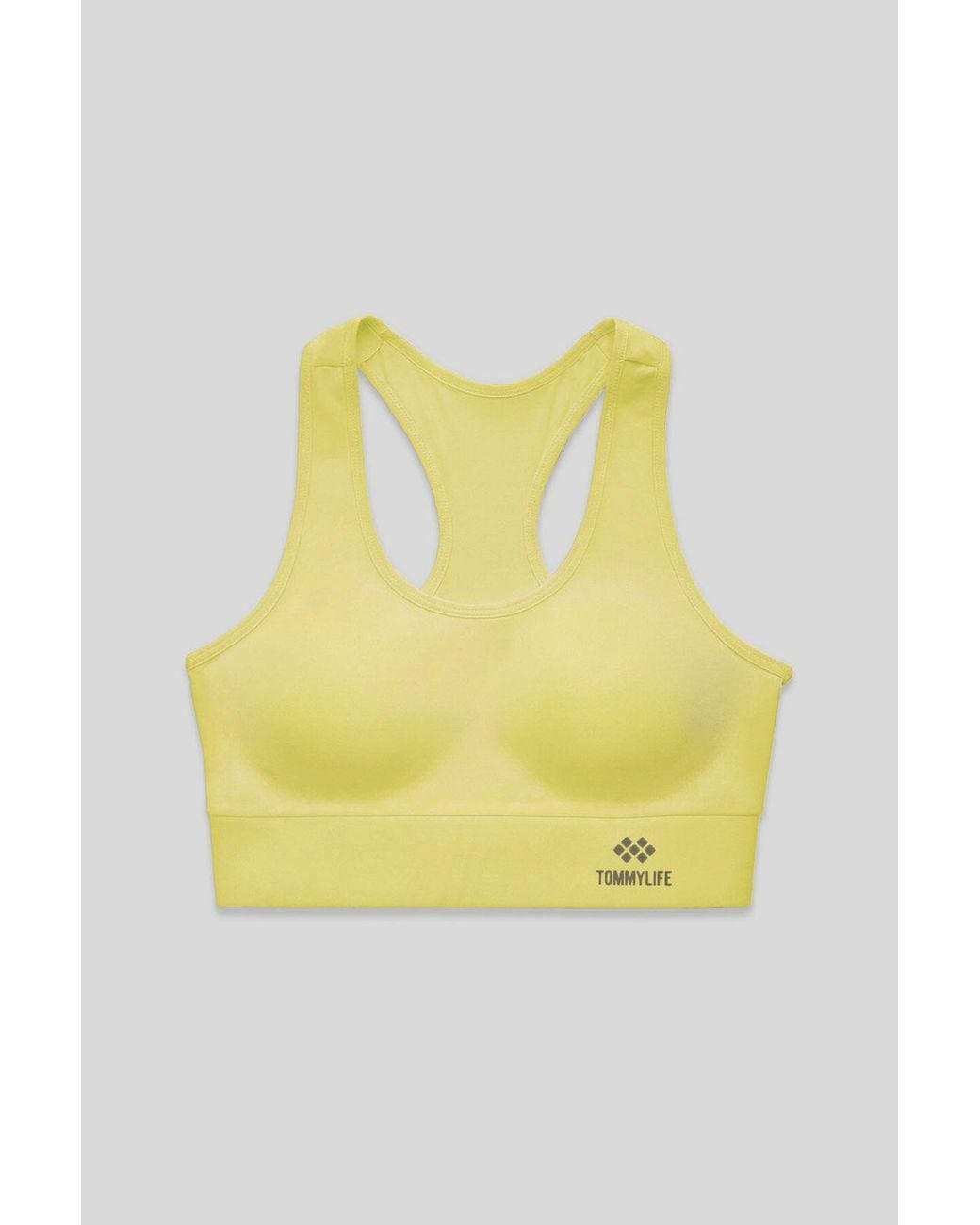 TOMMY LIFE Yellow Sleeveless Cropped Fitted Sports Top
