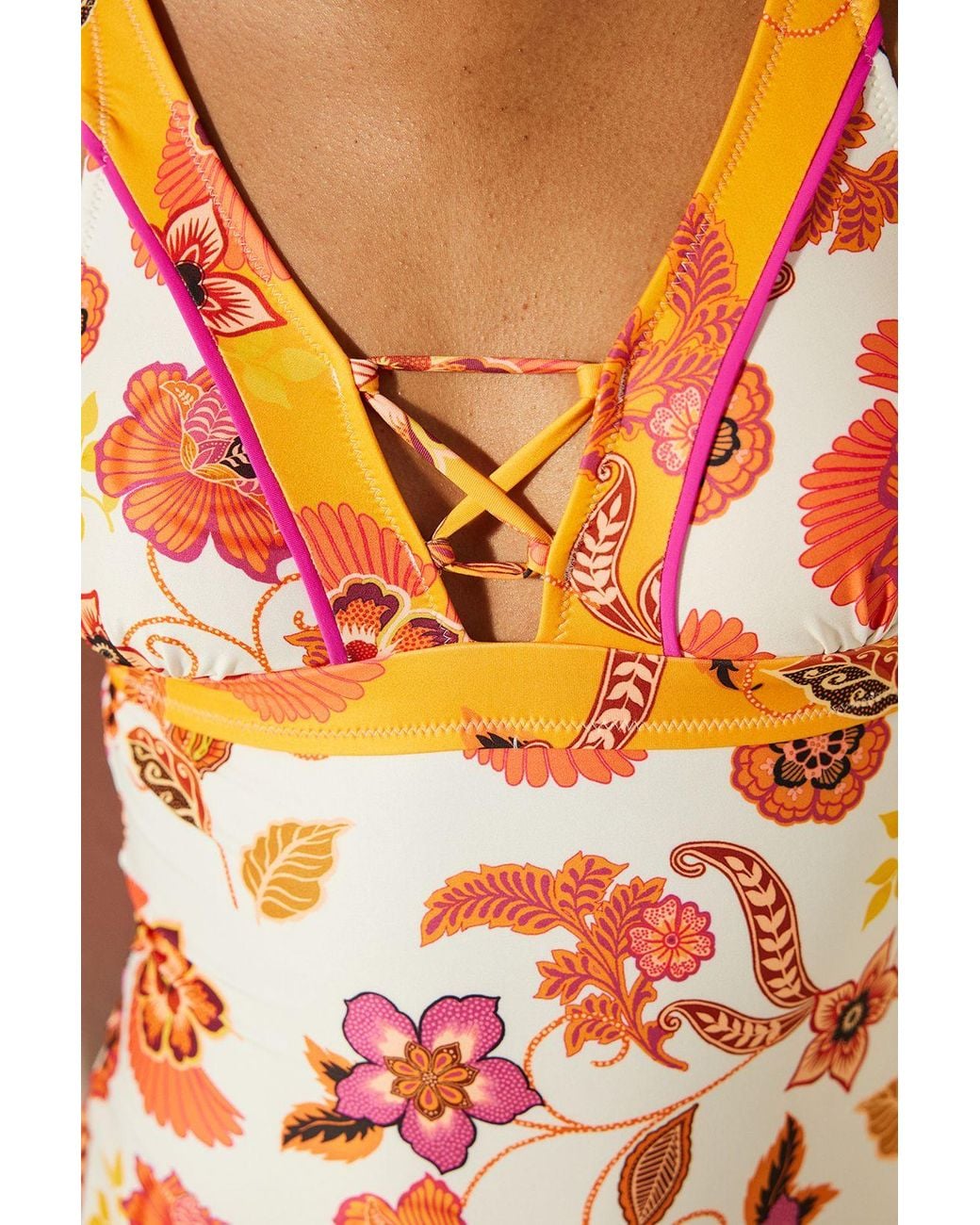 Penti Bloemige Cut-Out Badpak in het Orange