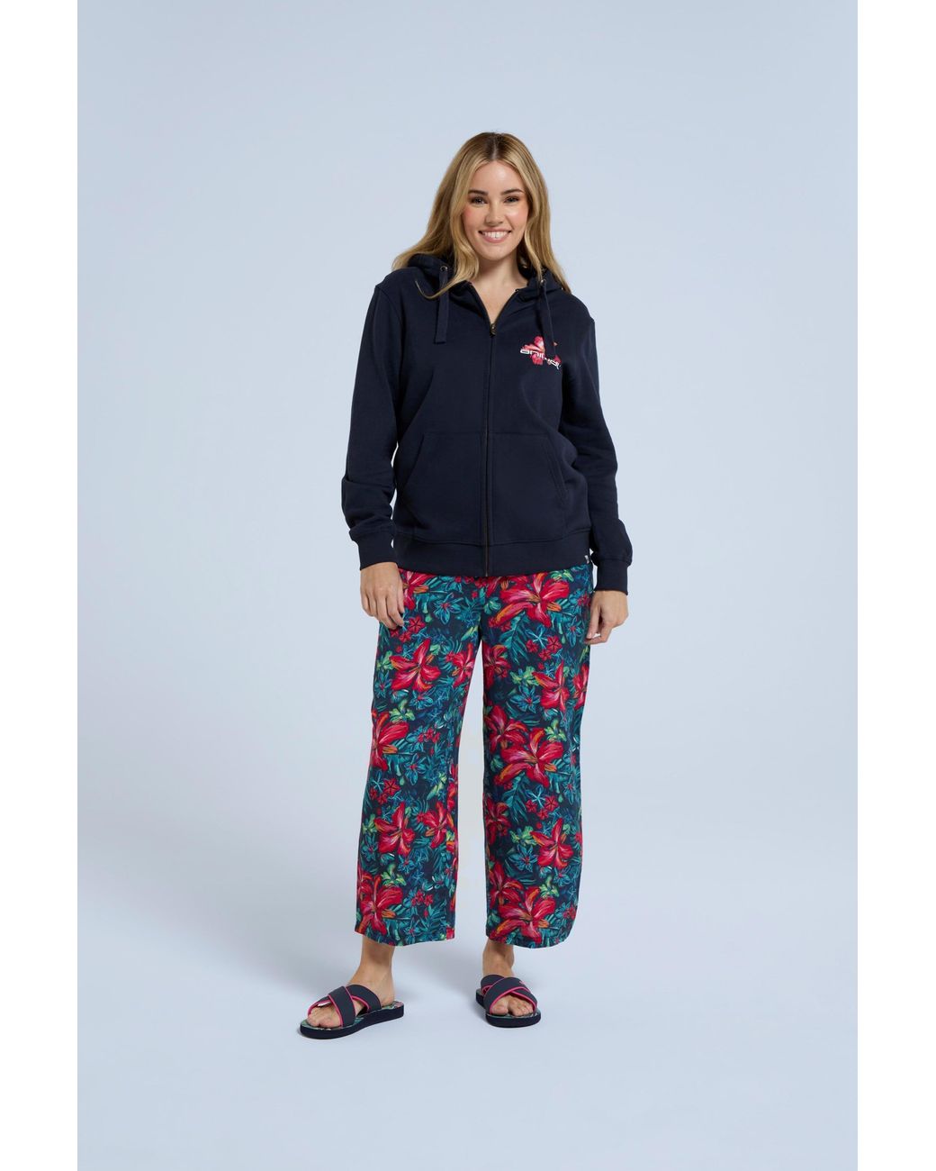 Mountain Warehouse Blue 'Maya' Graphic Hoodie Full Zip Cosy Warm Jumper Cotton