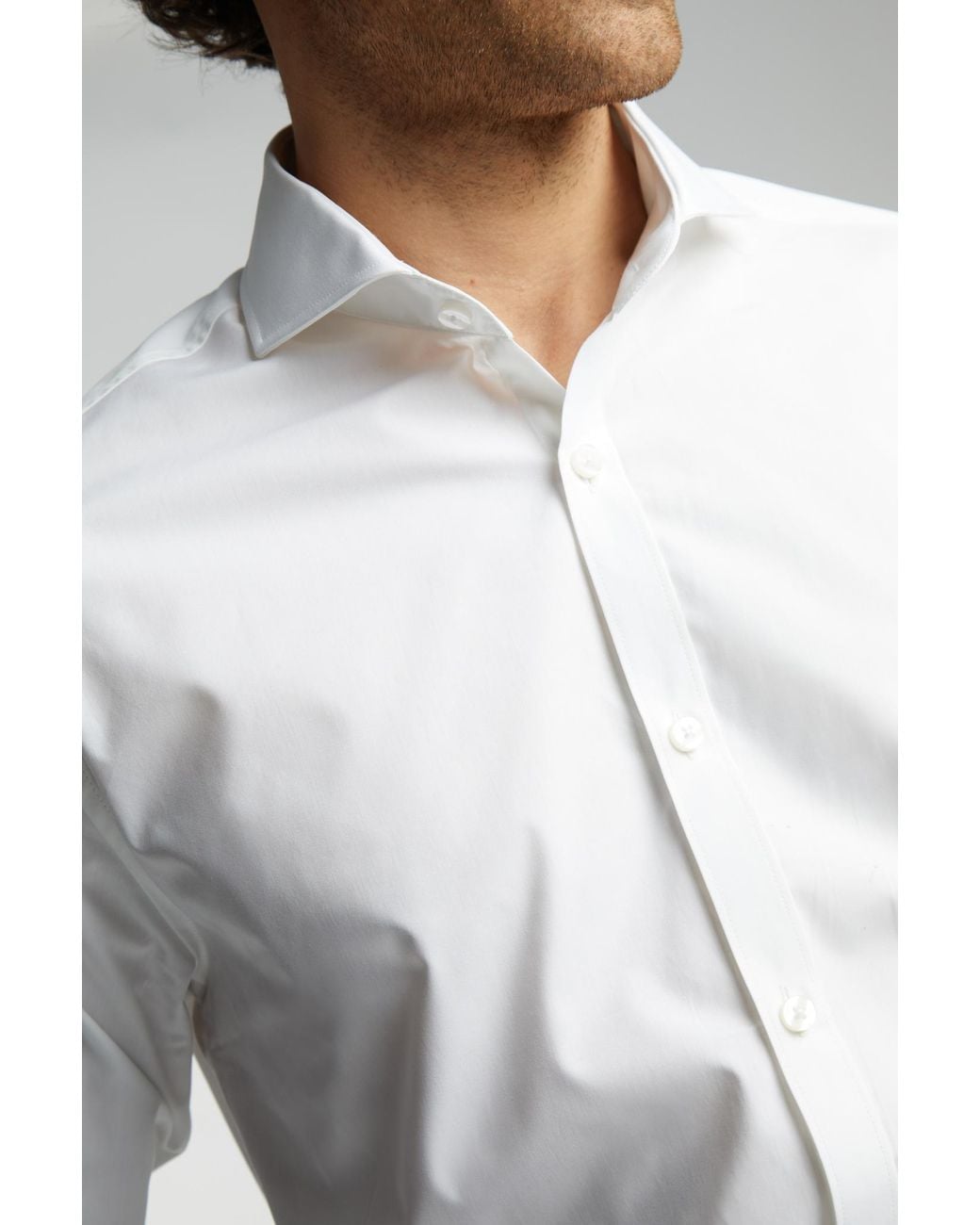 Alexandre Silver Label White Egyptian Cotton Tailored Fit Poplin Single Cuff Cutaway Collar Shirt for men