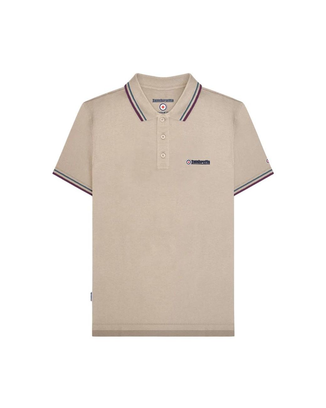 Lambretta Natural Twin Tip Polo Shirt /Moon/Ocean/Winter Bloom) Cotton for men