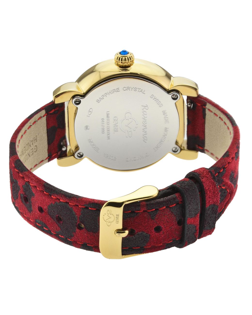 Gv2 Red Ravenna Mop Dial Tone Case Calfskin Leather Watch