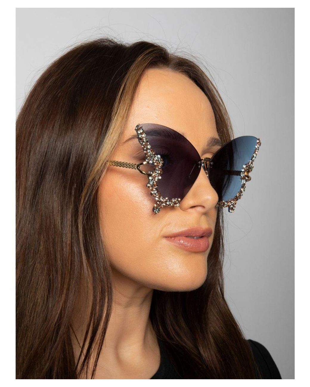SVNX Blue Butterfly Lens With Crystal Detail