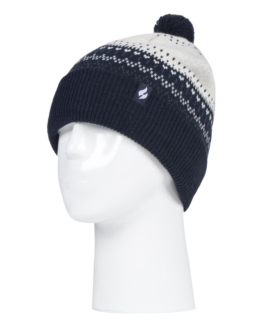 Heat Holders Blue Ladies Knitted Beanie Bobble Hat With Pom Pom