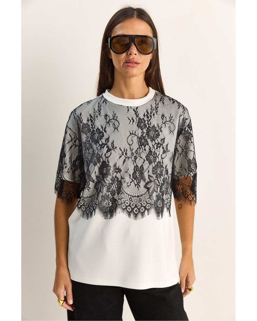 Bianco Lucci Gray Viscose Blend T-Shirt