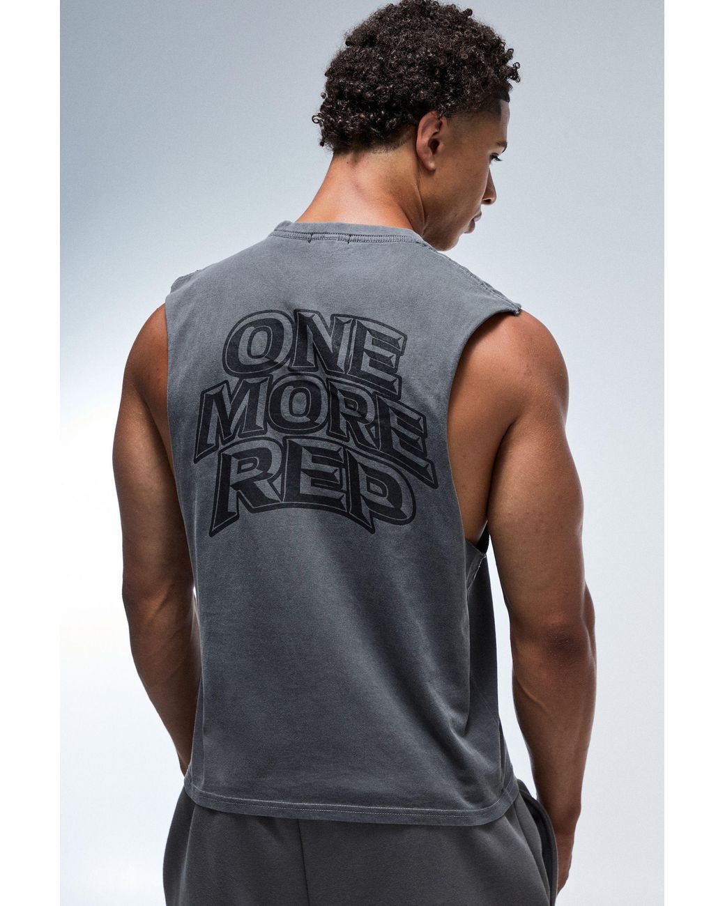 BoohooMAN Gray One More Rep Washed Regular Fit Tank for men