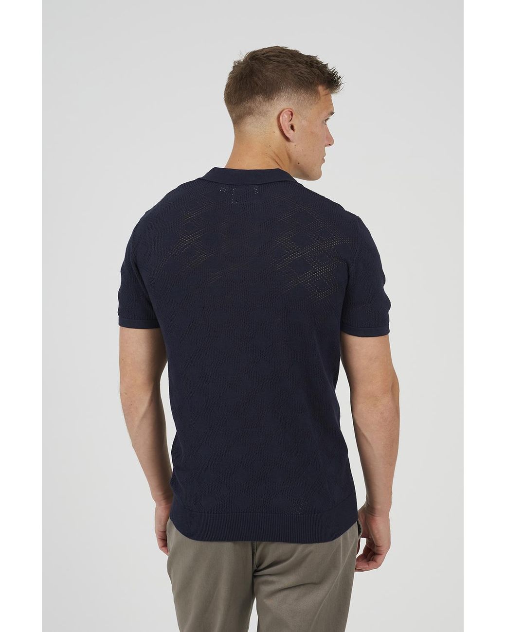 Brave Soul Blue Open Collar Knitted Polo Shirt for men