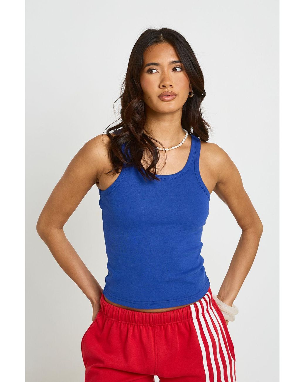Boohoo Blue Scoop Neck Vest