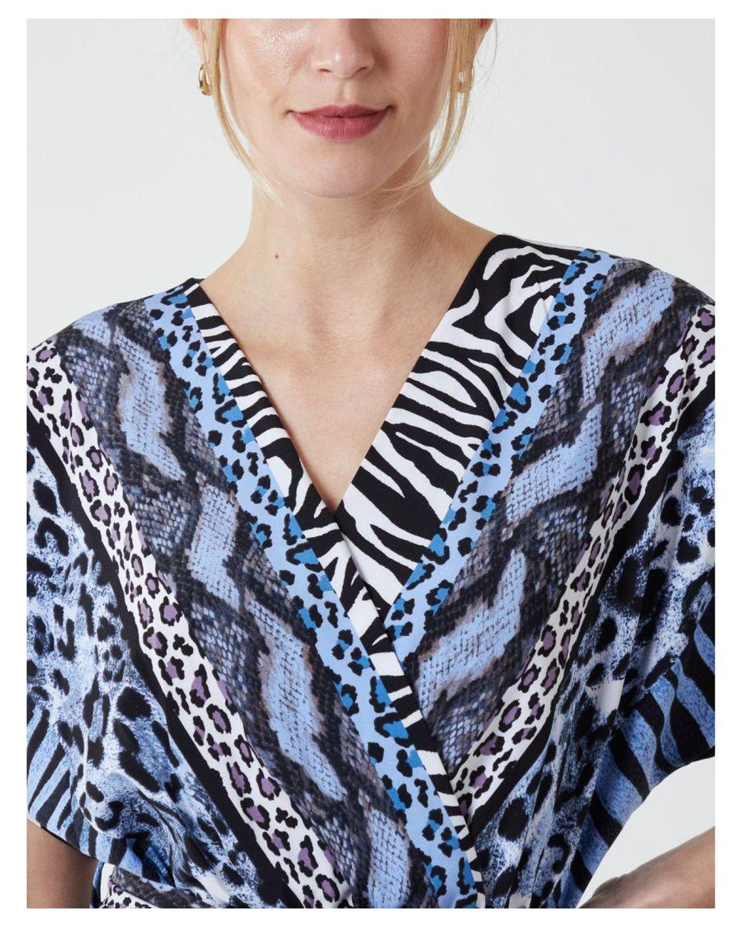 Blue Vanilla Blue Multi Stripe Animal Jumpsuit Viscose