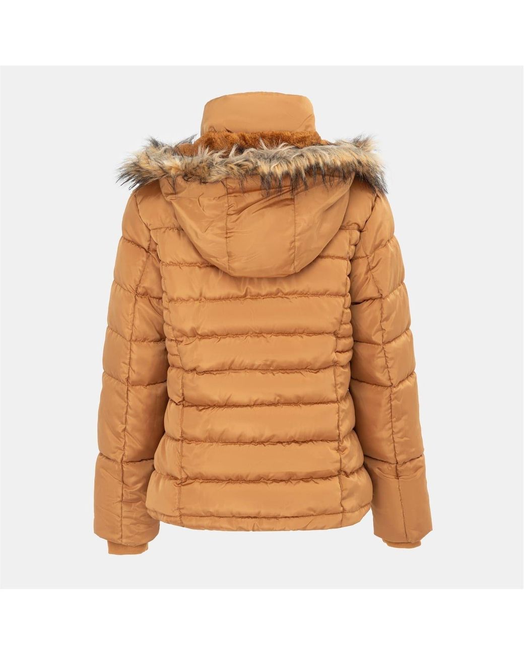 I Saw It First Orange Solid Patterned Hooded Snap Button Fur Trim Ribbed Cuff Parka Jacket