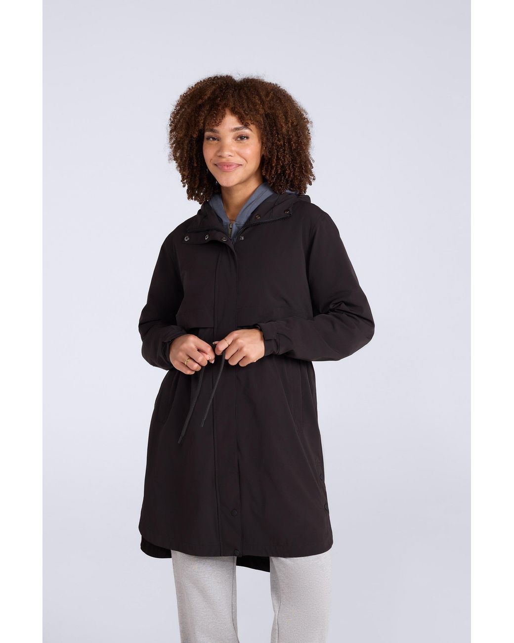 Mountain Warehouse Black 'Eden' Mac Coat With Adjustable Waist Water Resistant Jacket Polyamide
