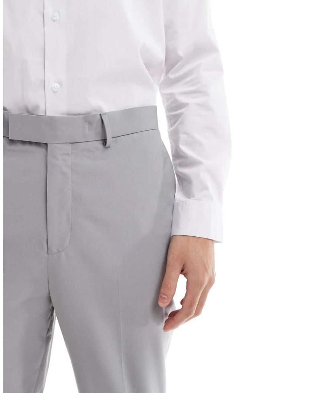 ASOS Gray Smart Tapered Fit Trousers for men