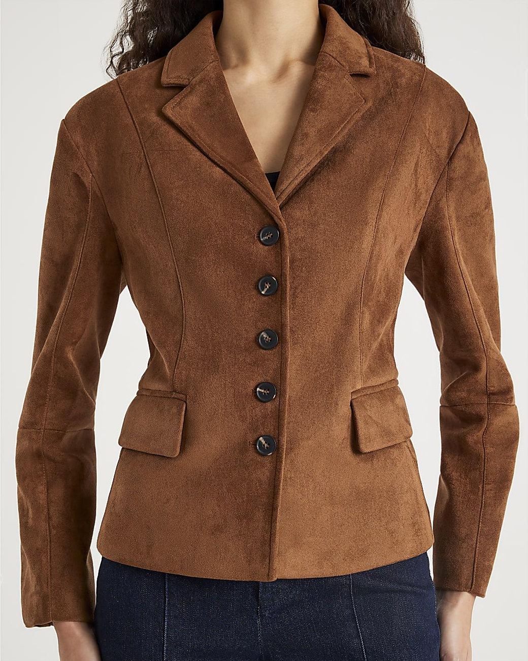 River Island Brown Blazer Faux Suede Fitted