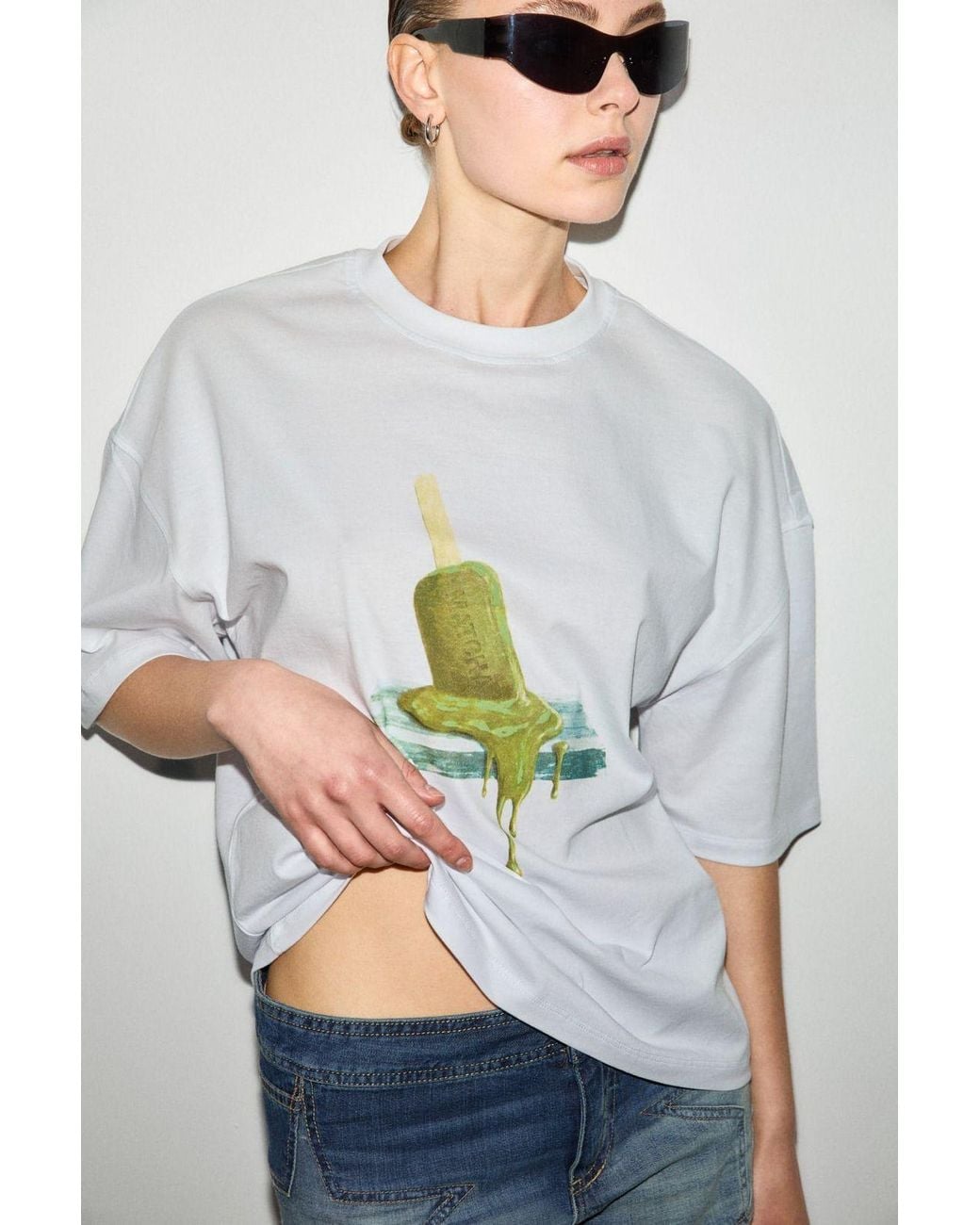 Grimelange Gray Oversized Crew Neck T-Shirt
