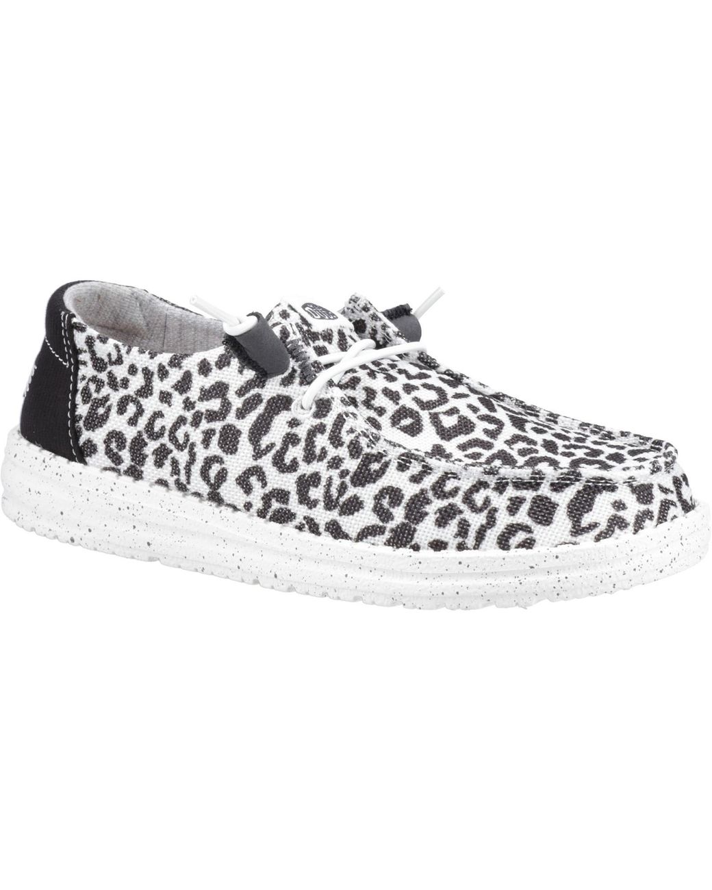 HeyDude White Wendy Leopard Slip On Ladies Shoes