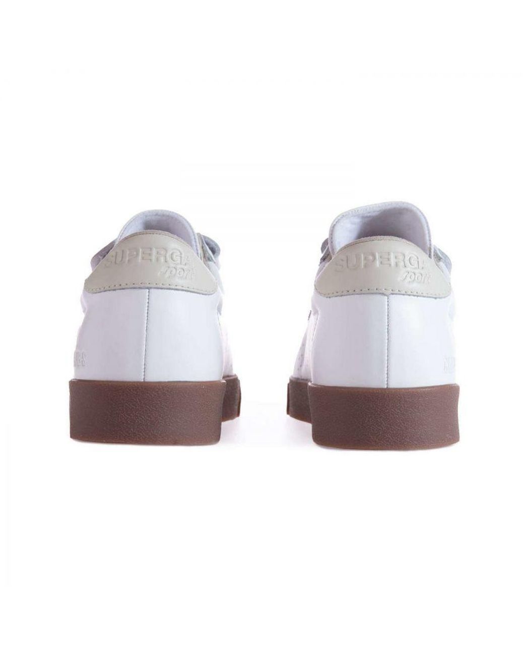 Superga White Ladies 2870 Sport Club S Contrast Detail Leather Trainers Gesso)