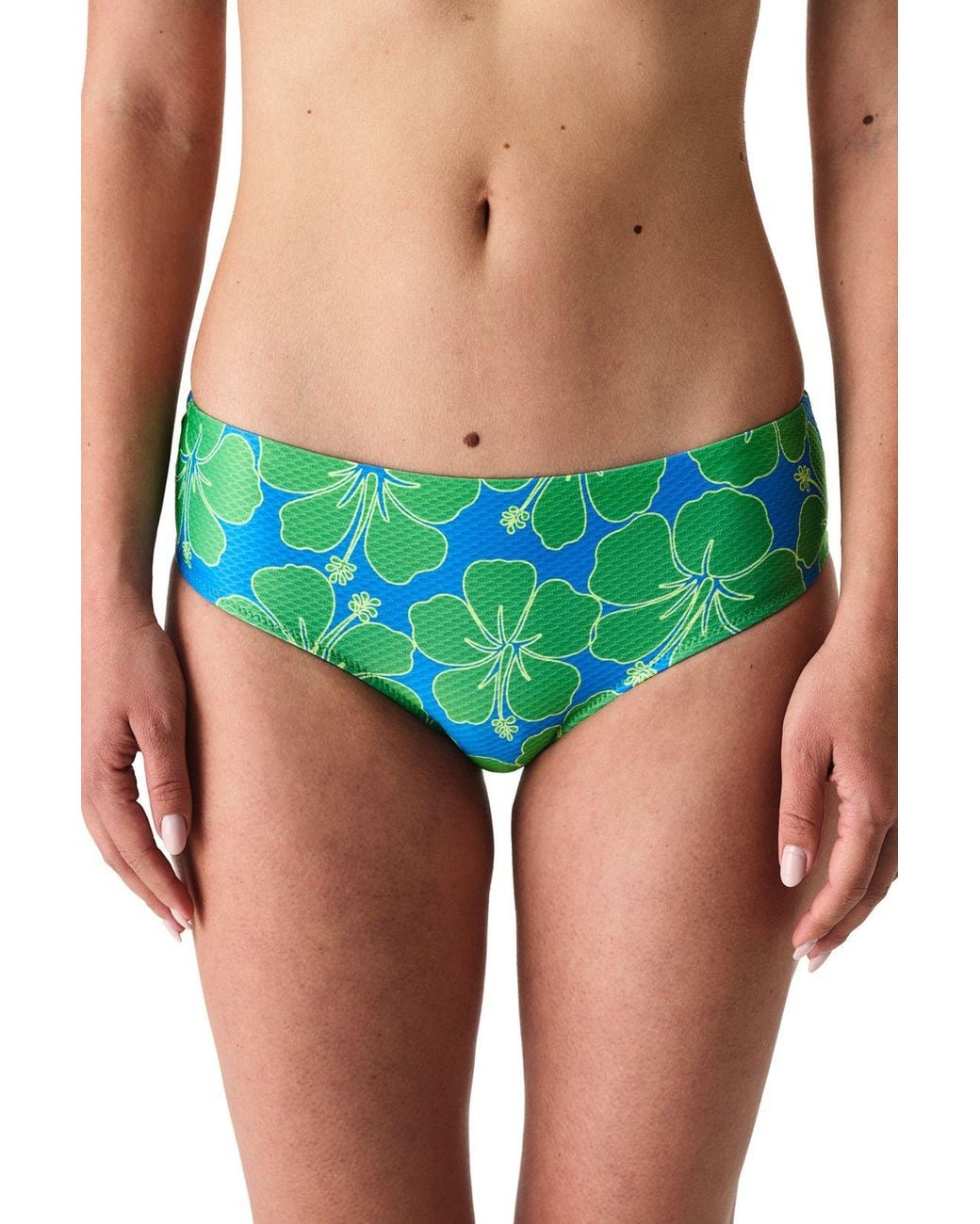 Penti Blue Beralis Floral Textured Mid Waist Bikini Bottom